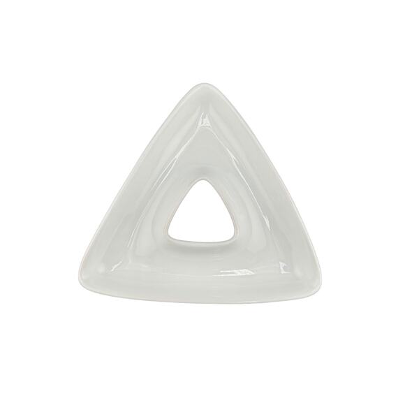 Crate & Barrel Nut Candy Dish White Geometric Triangle with Center Hole - Picture 1 of 3